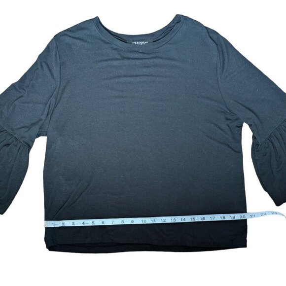 Streetwear Society Soft Stretchy Black Long Sleeve Top, Flared Sleeves Women S - Picture 6 of 9